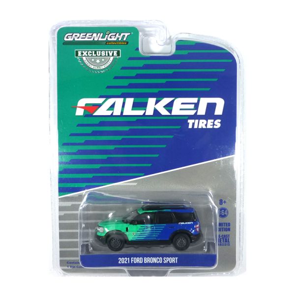 Greenlight 30279 Ford Bronco Sport &quot;Falken Tires&quot; blau/grün 2021 - Exclusive Maßstab 1:64 Modellauto
