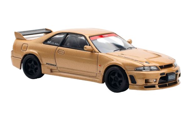 ***PREORDER Pop Race TOP SECRET Nissan GT-R (R33) gold Maßstab 1:64