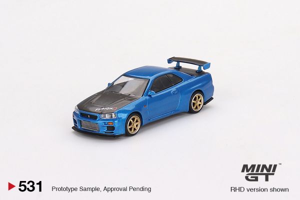 TSM-Models 531 Nissan Skyline GT-R (R34) Top Secret blau MiniGT (RHD) Maßstab 1:64 Modellauto