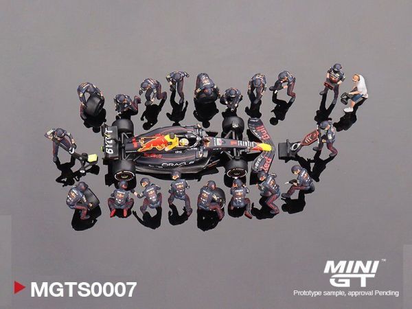 TSM-Models MGTS0007 Oracle Red Bull RB18 Max Verstappen mit Boxencrew MiniGT Maßstab 1:64 Modellauto