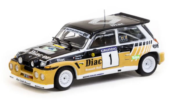 Tarmac T64-TL061-86RDV01 Renault 5 MAXI Turbo Winner Rally de Var 1986 gelb/weiss/schwarz Maßstab 1: