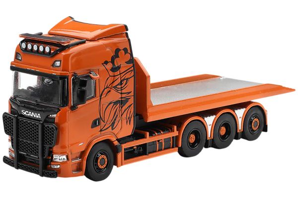 ***PREORDER MiniGT 1392 Scania 770S B8x4NA Hooklift Flatbed 2025 orange