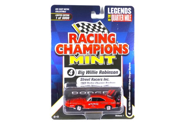 Racing Champions RC013-4 Dodge Charger Daytona Big Willie Robinson rot 1969 - Mint 2022 R1 Maßstab 1