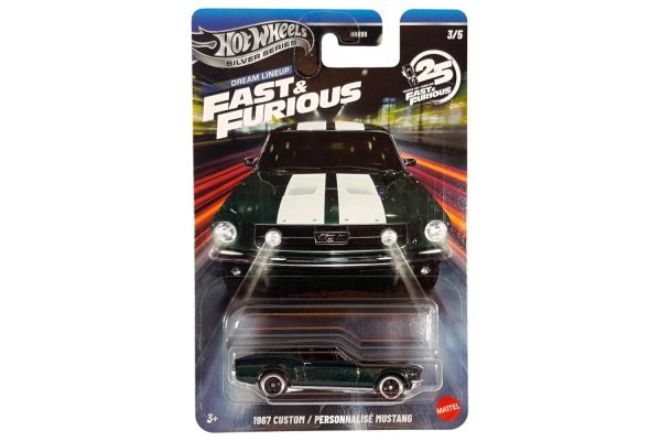Hot Wheels HNR88-JNK49 Custom Ford Mustang 1967 grün - Fast & Furious 3/5