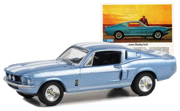 Greenlight 39130-C Ford Mustang Shelby GT500 1967 hellblau - Vintage AD Cars 9 Maßstab 1:64 Modellau