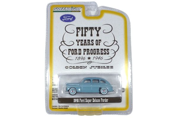 Greenlight 28140-A Ford Super Deluxe Fordor hellblau 1946 - Anniversary 1:64