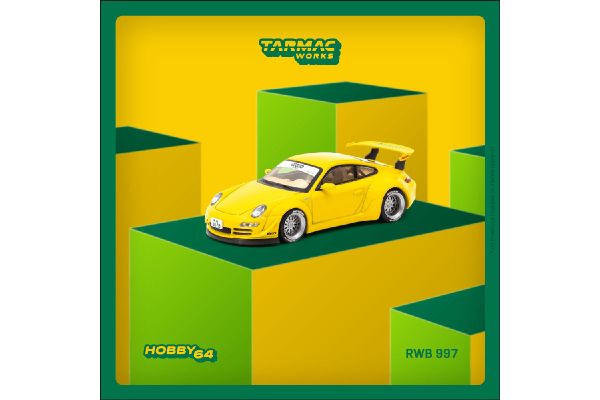 ***Tarmac T64-057-NO Porsche 911 RWB 997 "NOTTING HILL" gelb Maßstab 1:64 Modellauto