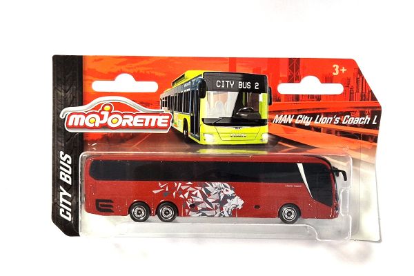 Majorette 212053159 MAN City Lion's Coach L dunkelrot metallic Reisebus