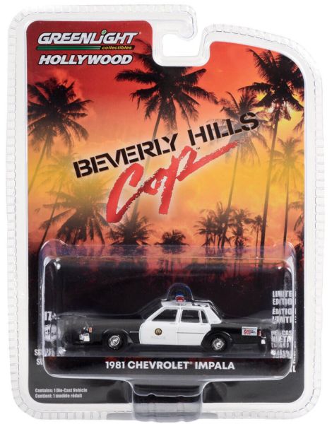 Greenlight 44990-B Chevrolet Impala "Police" schwarz/weiss 1981 "Beverly Hills Cop" - Hollywood 39 M