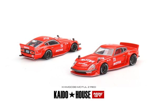 Kaidohouse KHMG036 Datsun Fairlady Z "MOTUL" V2 rot (RHD) MiniGT Maßstab 1:64 Modellauto
