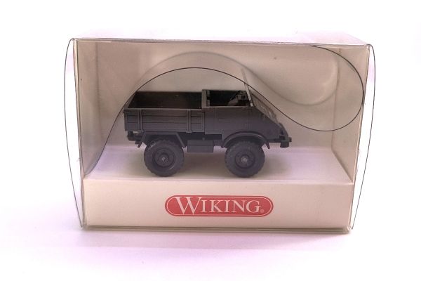 Wiking 8700221 Wiking Unimog 411 ohne Verdeck dunkelgrau Maßstab 1:87 Modellauto (NOS)
