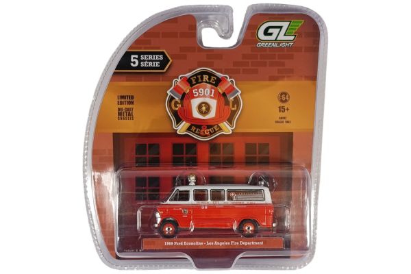 Greenlight 67070-B Ford Econoline Ambulance Los Angeles rot/weiss 1969 - Fire & Rescue 1:64