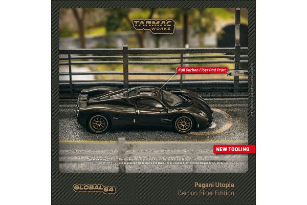 ***Tarmac T64G-TL055-BCF Pagani Utopia Carbon Fiber Edition schwarz Maßstab 1:64 Modellauto