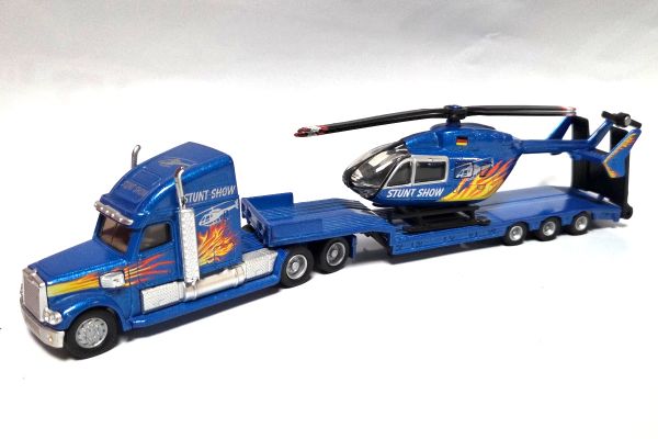 gebraucht! Siku 1853 US Truck mit Helicopter Stunt Show blau metallic 1:87 - fast wie neu
