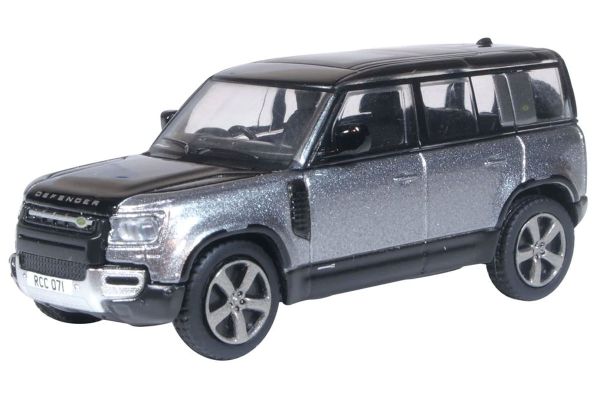 Oxford 76ND110X002 Land Rover Defender 110X silbergrau metallic/schwarz Maßstab 1:76 Modellauto