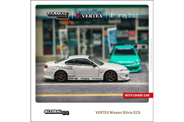 ***Tarmac T64G-023-WH VERTEX Nissan Silvia S15 weiss metallic Maßstab 1:64 Modellauto