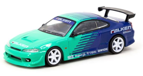 Tarmac VERTEX Nissan Silvia S15 "FALKEN" türkis/blau 1:64