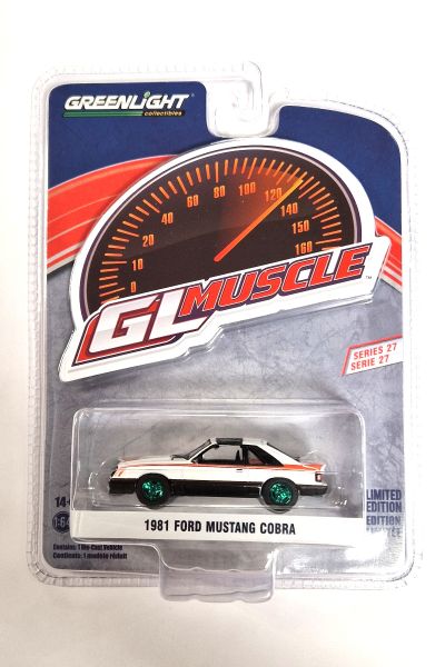 Chase Car! Greenlight 13320-D Ford Mustang Cobra weiss 1981 - GL Muscle 27 Maßstab 1:64 Modellauto