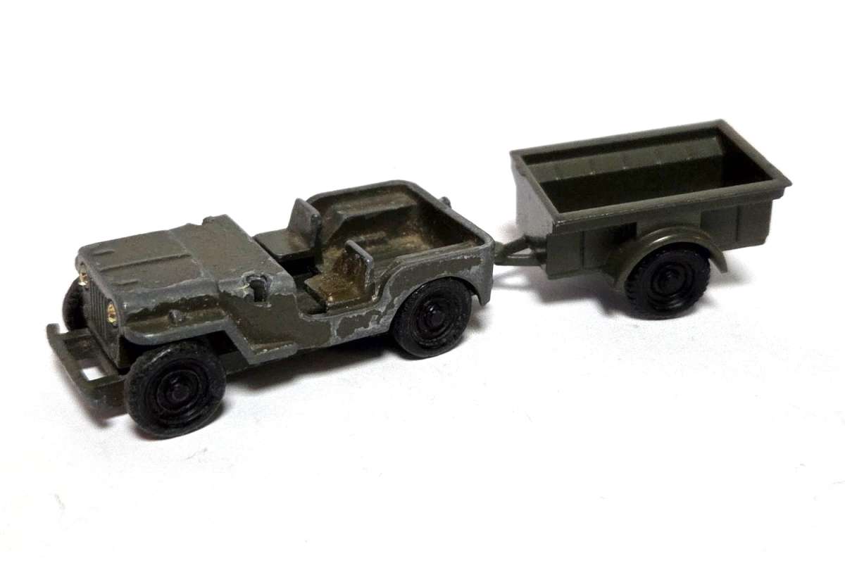 gebraucht! Siku V228 Jeep mit Anhänger olivgrün - etwas bespielt