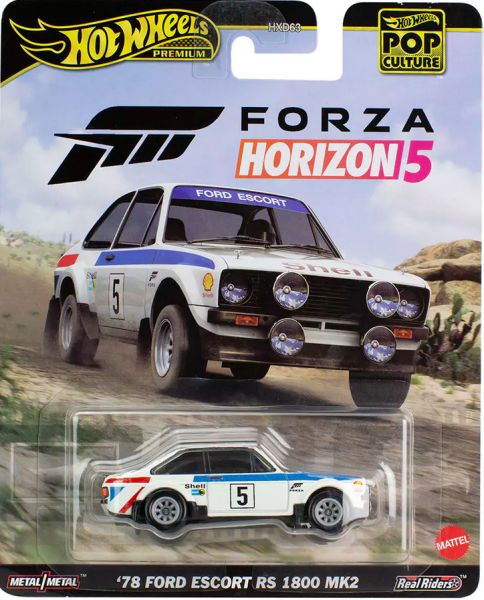 Hot Wheels HXD63-HKC23 Ford Escort RS 1800 MK2 1978 weiss "Forza Horizon 5" Pop Culture Maßstab ca.