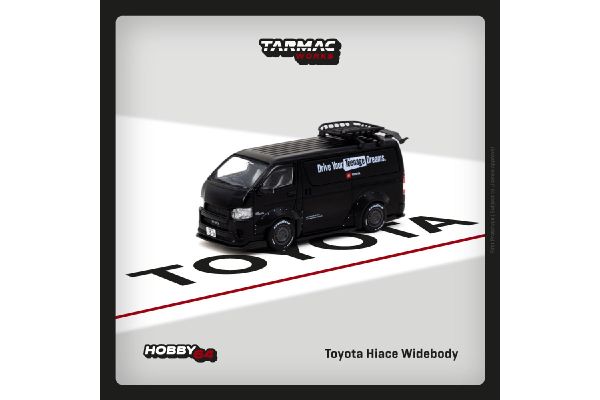 ***Tarmac T64-038-TO Toyota Hiace Widebody "Toyota" schwarz Maßstab 1:64 Modellauto