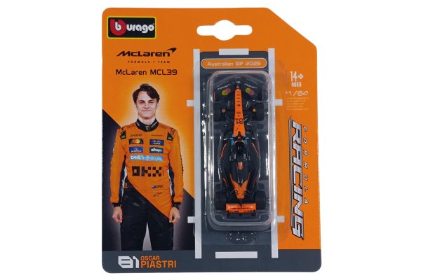 Bburago Mclaren MCL39 #81 Oscar Piastri 2025 orange 1:64