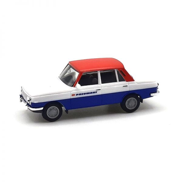 Herpa 095716 Wartburg 353 &quot;Pneumant&quot; rot/weiss/blau Maßstab 1:87 Modellauto