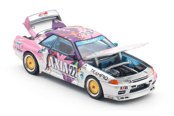 Pop Race 103 Nissan Skyline GT-R (R32) #22 Axia Group A weiss/rosa 1:64