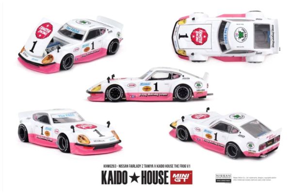 ***PREORDER Kaidohouse Nissan Fairlady Z Tamiya x Kaido House The Frog V1 weiss/pink 1969