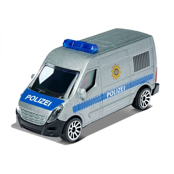 Majorette 212057181 Renault Master &quot;Polizei&quot; silber/blau - SOS Cars Maßstab ca. 1:64 Modellauto