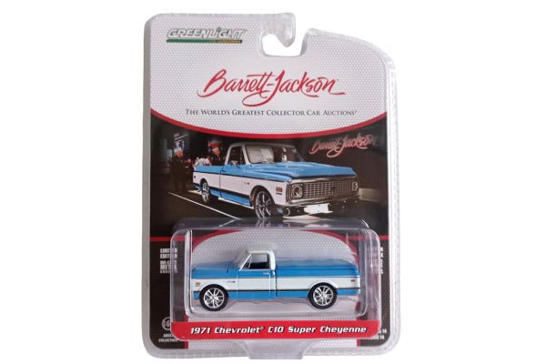 Greenlight 37310-E Chevrolet C10 Super Cheyenne hellblau/weiss 1971 - Barrett Jackson 1:64