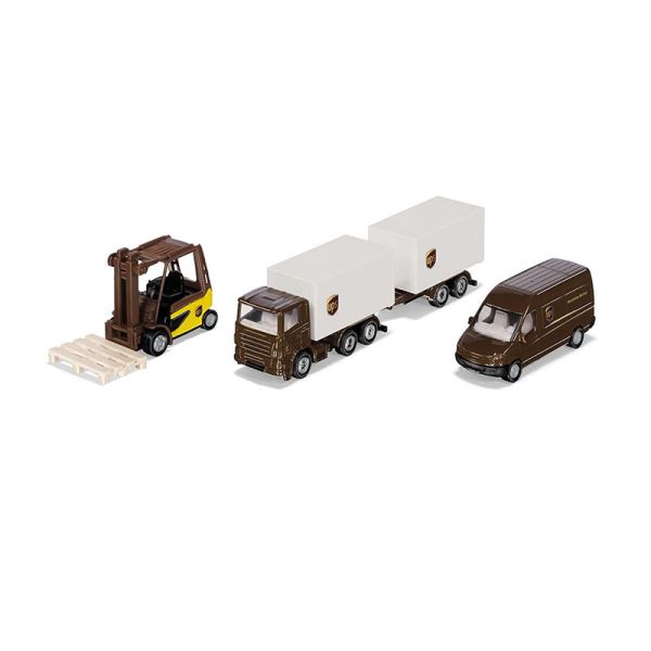 Siku 6324 UPS Logistik Set Stapler, Sprinter, LKW mit Anhänger