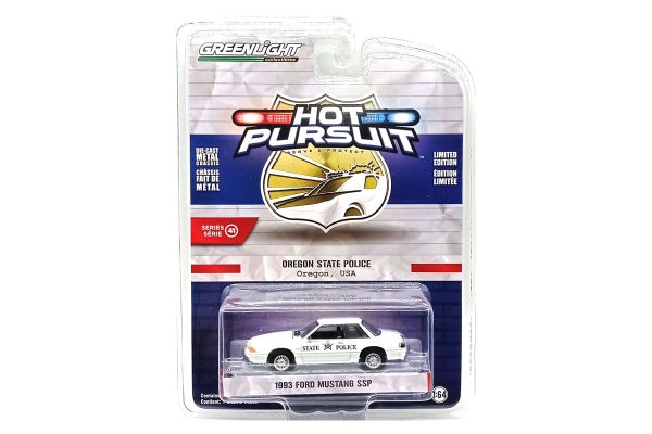 Greenlight 42990-B Ford Mustang SSP &quot;Oregon State Police&quot; weiss 1993 - Hot Pursuit 41 Maßstab 1:64 M