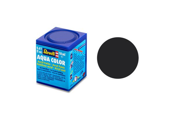 Revell 36106 Aqua Color teerschwarz, matt Modellbau-Farbe auf Wasserbasis 18 ml Dose