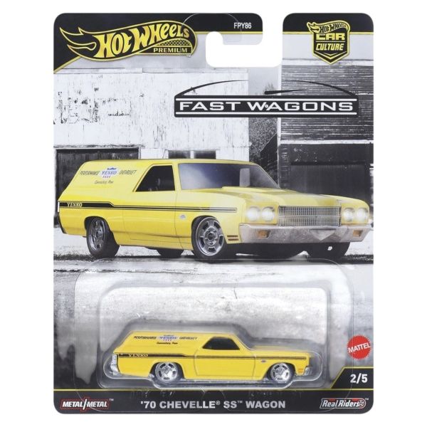 Hot Wheels FPY86-JBK67 Chevy Chevelle SS 1970 gelb Fast Wagons 2/5 1:64