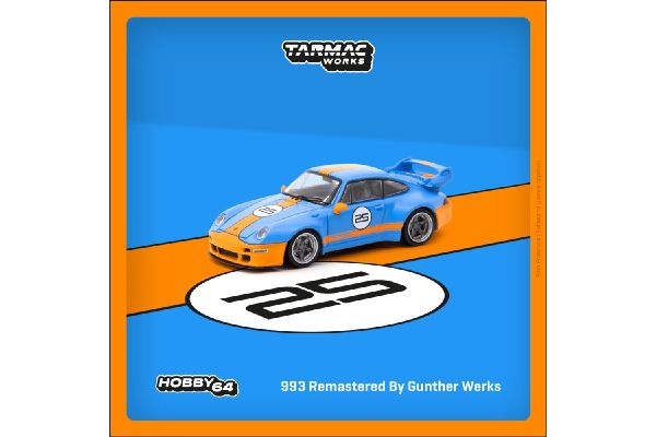 ***Tarmac T64-TL054-BO Porsche 993 Remastered By Gunther Werks blau/orange Maßstab 1:64 Modellauto