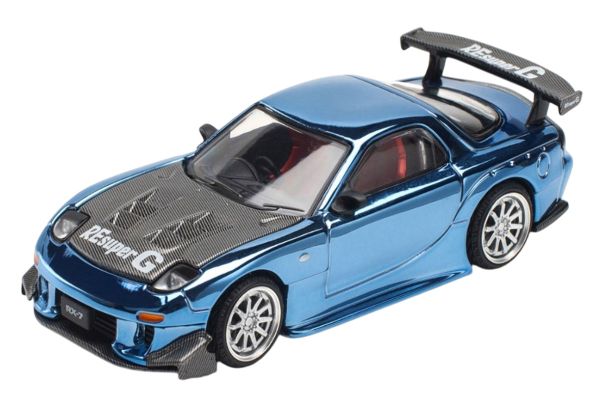 Pop Race 223 Mazda RX-7 Re-Amemiya Widebody chrome blau 1:64