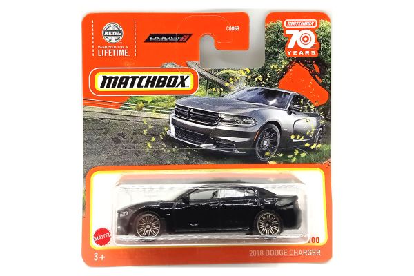 Matchbox HLD13 Dodge Charger schwarz 2018, 13/100 Maßstab ca. 1:64 Modellauto 2023-4