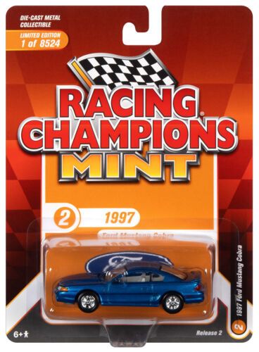 Racing Champions RC015-2 Ford Mustang Cobra blau metallic 1997 - Mint 2022 R2 Maßstab 1:64 Modellaut