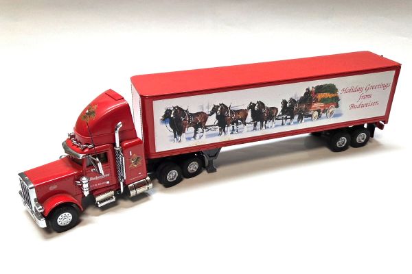 gebraucht! Matchbox Collectibles Peterbilt 359 Busweiser Holiday Sattelzug rot - ganz leicht bespiel