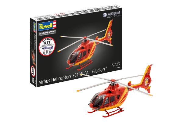Revell Starter Kit Airbus Helicopters EC135 Air-Glaciers Modellbausatz 75-tlg. 1:72