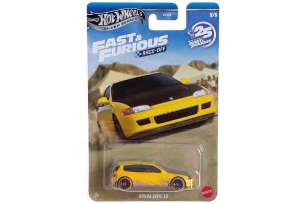 Hot Wheels HNR88-JKX19 Honda Civic EG gelb/schwarz - Fast & Furious 5/5
