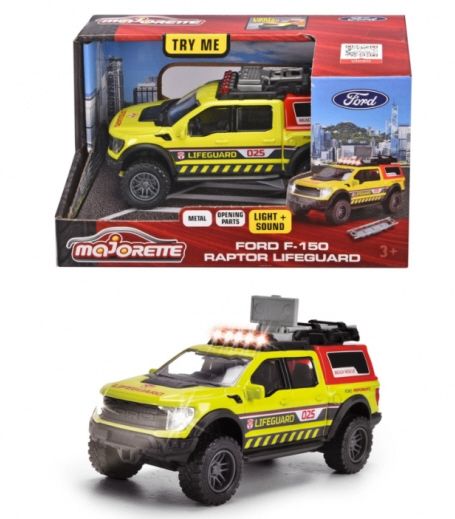 Majorette 213712004 Ford F-150 Raptor "Lifeguard" gelb Licht+Sound Maßstab ca. 1:50