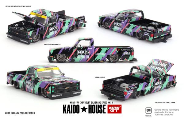 Kaidohouse 174 Chevrolet Silverado KAIDO HKS V1 schwarz/lila/grün 1:64
