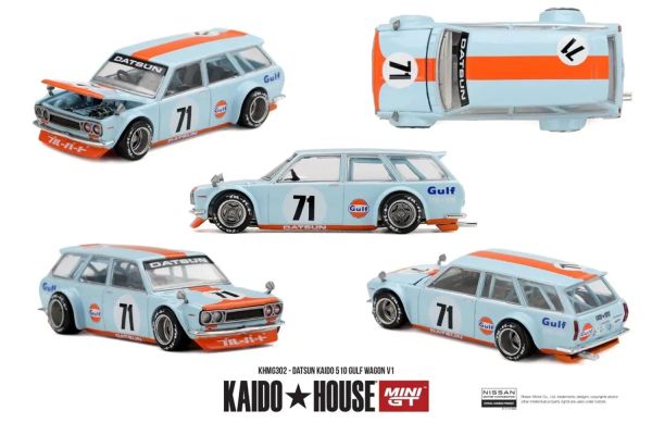 ***PREORDER Kaidohouse Datsun 510 Gulf Wagon V1 1969 hellblau/orange