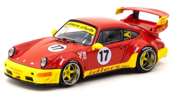 Tarmac T64-037-IDR Porsche 911 RWB Idlers 964 rot/gelb Maßstab 1:64 Modellauto