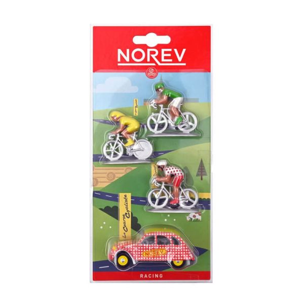 Norev 318993 Citroen 2CV mit 3 Fahrradfahrern Maßstab 1:64