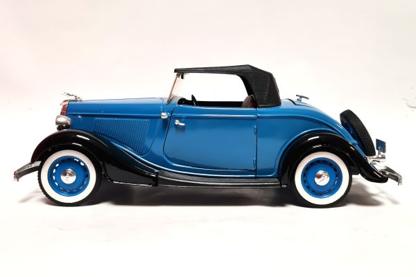 gebraucht! Solido 8009 Ford V8 Cabriolet (closed) 1936 blau/schwarz Maßstab 1:18 Modellauto - fast w