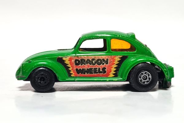 gebraucht! Matchbox No.43 Dragon Wheels VW Käfer Dragster grün 1972 - leicht bespielt