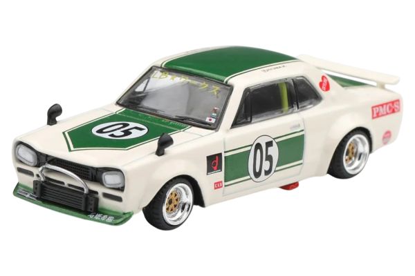 ***PREORDER MiniGT 1343 Nissan Skyline GT-R (KPGC10) LB-Works Hakosuka weiss/grün